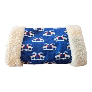 Hand Warmer Blue Cream Reindeer Print Battery Operated